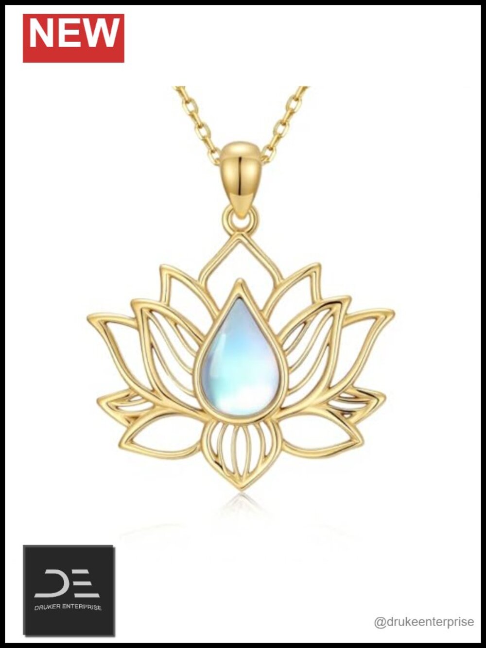 925 Sterling Silver Lotus Necklace Women Yin Yang Pendant Moonstone Spiritual